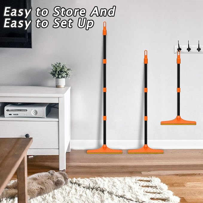 Carpet Rake for Pet Hair Removal - Reusable Pet Hair Remover, 60” Adjustable Long Handle Cat Dog Carpet Rake Scraper, Dog Hair Rake Brush for Rugs, Mats, Couch