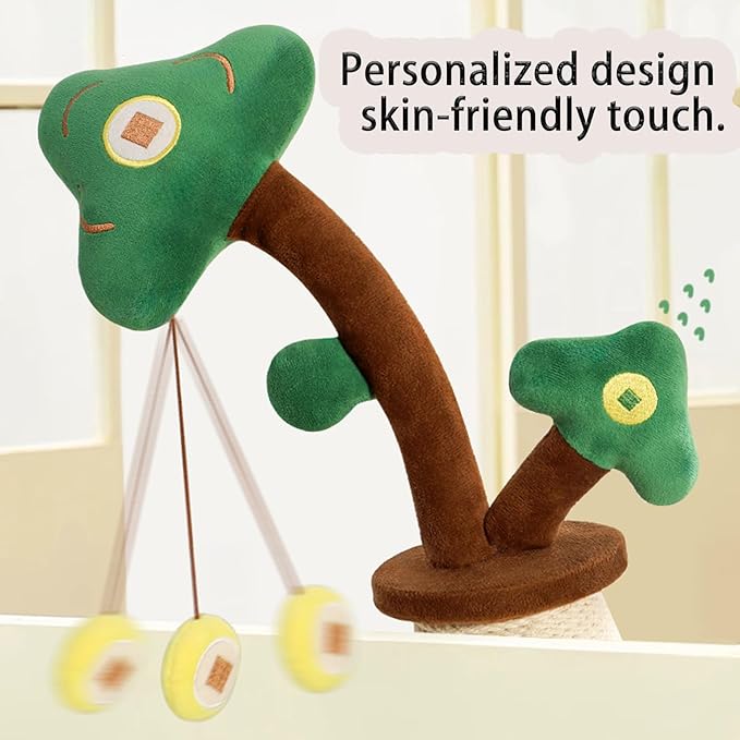 Cat Scratching Post, 26.4 Inches with Sisal & Hanging Ball, Scratching Post with Stable Soft-Touch Base, Cat Scratchers for Indoor Adult Cats