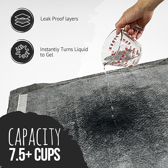 Bulldoglogy 50-Count Carbon Black Dog Pads Puppy Training Pads with Adhesive Tape 24x24 - Large Charcoal Puppy Pads Dog Training Wee Pads, Odor Control Thick Pee Pads for Dogs Extra Quick Dry