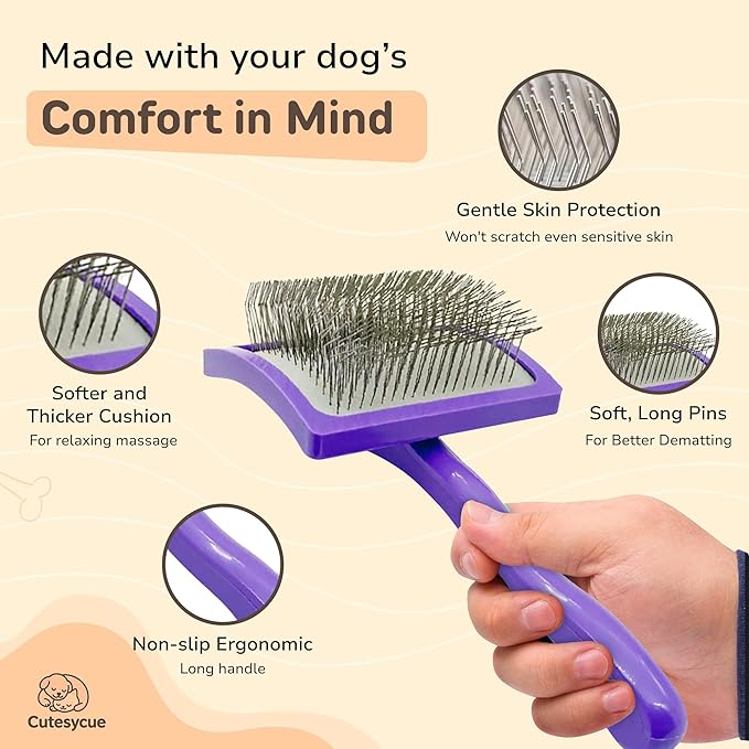 Dog Slicker Brush for Large Dogs – Gentle Long Bent Pins for Goldendoodles, Labradoodles & Poodles – Removes Tangles, Knots & Mats – Eco-Friendly Handmade Wood Brush, Groomer-Recommended Comfort Grip