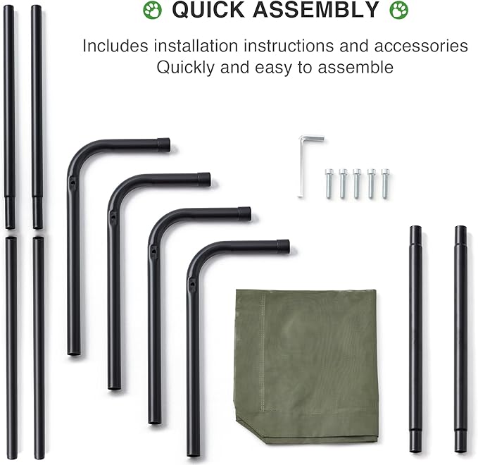 Love's cabin Elevated Cooling Dog Bed for Large Dogs, Portable Indoor & Outdoor Raised Pet Dog Cat Cot, Durable Summer Frame with Breathable Mesh, Olive Green, 48 inches