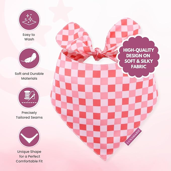 LunaMarie - Luxury Pet Birthday Bandanas -Premium & Silky Poly Fabric | 100% Handmade | Custom Shape Dual Layered (Rebel, Medium)