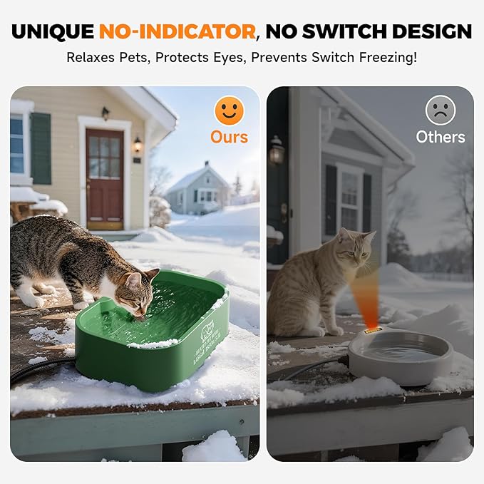 1.45 Gallon Extra-Large Heated Water Bowl for Dog&Cat,Outdoor Heated Dog Bowl with Anti-Chew Cord,Waterproof Heated Pet Bowl Provides Drinkable Water in Winter for Chickens,Squirrels,Rabbits,Green