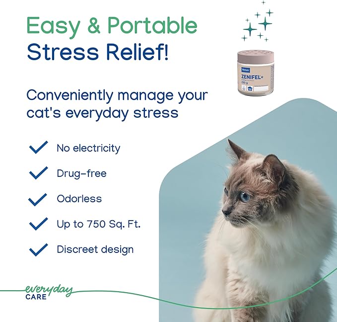 Virbac ZENIFEL Gel Diffuser for Managing Stress-Related Behaviors in Kittens & Cats - No Electricity Needed - Lasts Up to 2 Months