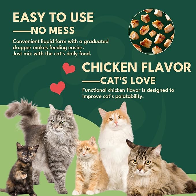 YOTANGO Natural Antibiotics for Cats, Cat Antibiotics for UTI & Itch Support, Immune, Digestive, Allergy, Skin & Coat Support for Cats and Kittens, for All Ages & Breeds (Chicken Flavor-60ml)
