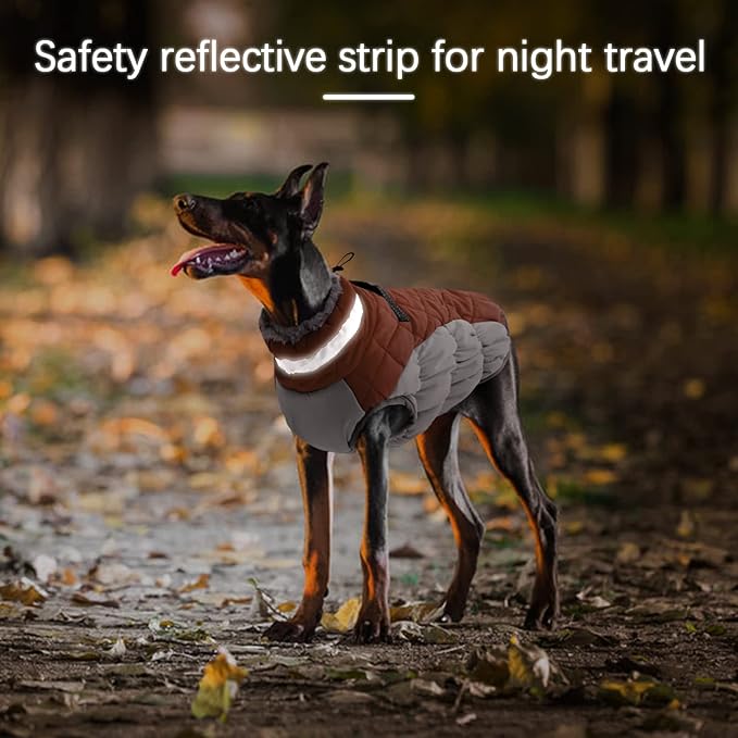 Dog Winter Jacket Cozy Reflective Waterproof Windproof Warm Pet Garment,Comfortable Cold Weather Fleece Apparel Outfits with Zipper Closure for Small Medium Large Dogs Puppy Walking,X-Small