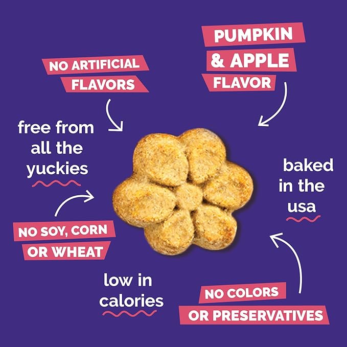 Fruitables Baked Dog Treats, Healthy Pumpkin Treat for Dogs, Low Calorie & Delicious, No Wheat, Corn or Soy, Made in the USA, Pumpkin and Apple Flavor, 7oz