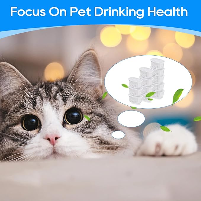 12 Pack Cat Water Filter Replacement for W300&W300B&W500 Pet Water Fountain, Pet Fountain Filters for 67oz/2L and 118oz/3.5L Automatic Cat Water Fountains