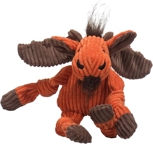 HuggleHounds Knottie Plush Dog Toy - Dog Stuffed Animal Toy, Puppy Toys, Squeaky Dog Toy for Small, Medium & Large Dogs, Durable Plush to Keep Them Busy - Morris Moose, Small