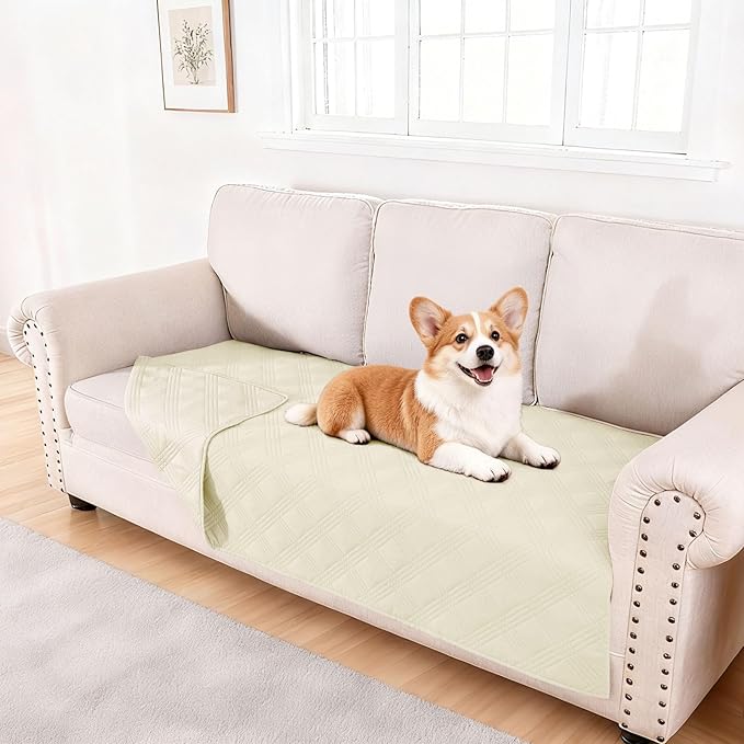 hyha Waterproof Dog Blanket, Reversible Pet Bed Blanket, Soft Sofa Couch Cover for Dogs Washable, Waterproof Pet Couch Covers for Sofa Puppy Cats Furniture Protector(40"x70", Beige/Beige)