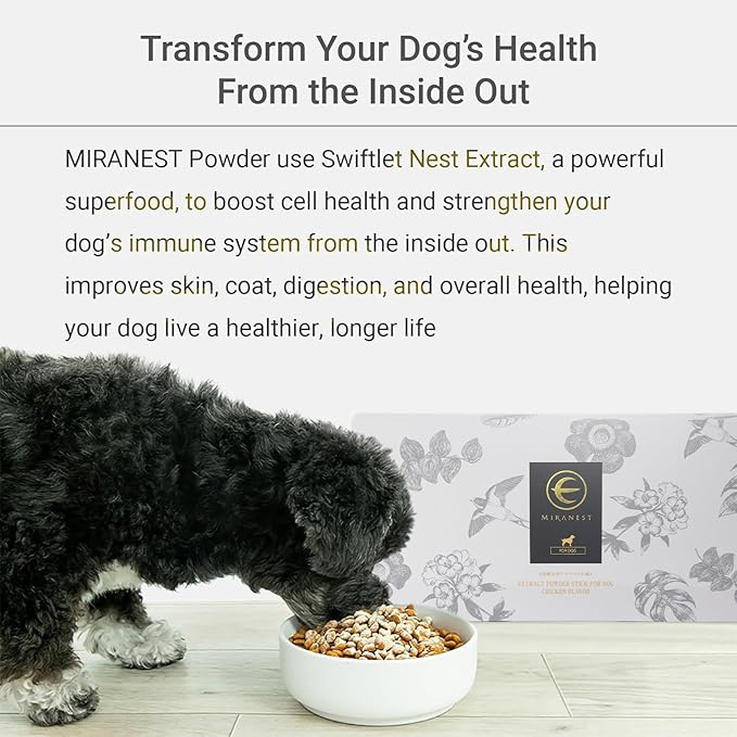 Powder for Dogs - Natural Swiftlet Nest & Collagen Supplement for Dog Allergy, Itching Skin, Hot Spots, Coat & Immune Support, Chicken Flavor, 30 Sticks 3.5 Oz