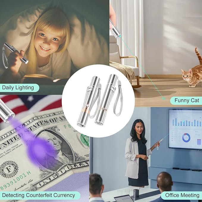 TBTeek Cat Toy, Unique Green Light, Rechargeable, 7 Adjustable Patterns, Interactive Kitten Pet Dog Chase Light Toy for Fun Playing Exercise(2 Pieces)