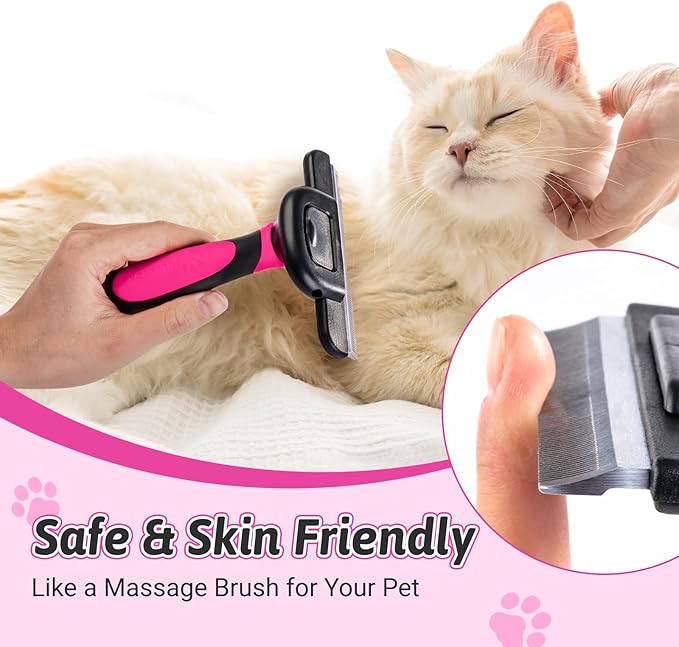 MIU COLOR Long Hair Pet Grooming Brush, Deshedding Tool for Medium and Large Dogs & Cats, Effectively Reduces Shedding by up to 95% for Pet Hair, Pink