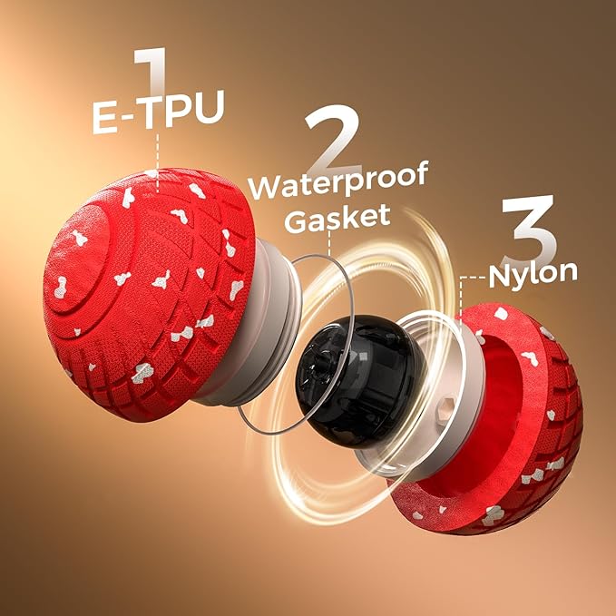 Diman Interactive Dog Ball Toys, Automatic Dog Toy, Moving Dog Toy, Vibrating, Bouncing and Rolling, E-TPU Matrial, Interactive Dog Toys for Aggressive Chewers (3.2 Inch, Red White)