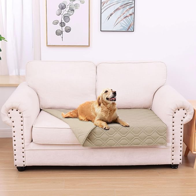 hyha Waterproof Dog Bed Blanket, Soft Pet Blankets, Waterproof Couch Cover for Dogs, Reversible Sofa Covers Washable for Furniture (30x53 Inch, Taupe/Taupe)