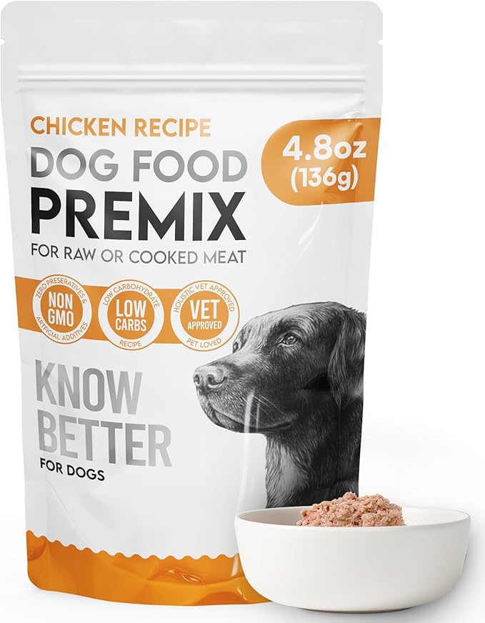 Know Better for Dogs Raw Mix Dog Food - Holistic Vet Approved Supplements for Dogs w Human Grade Ingredients, Perfect for RAW & Cooked Meat - Premix Supplement Powder for Homemade Dog Food, Chicken