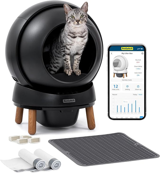 PetSafe ScoopFree SmartSpin Self-Cleaning Litter Box Bundle - Smart Cat Litter Box - Automatic Waste Collection - Odor Control - Complete Litter Kit - Multi-Cat Households