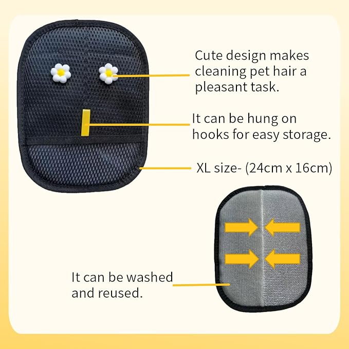 Reusable Electrostatic Pet Hair Removal Glove for Dogs & Cats, Extra Large Thickened Pet Grooming Magic Mitt for Furniture, Sofa & Clothes