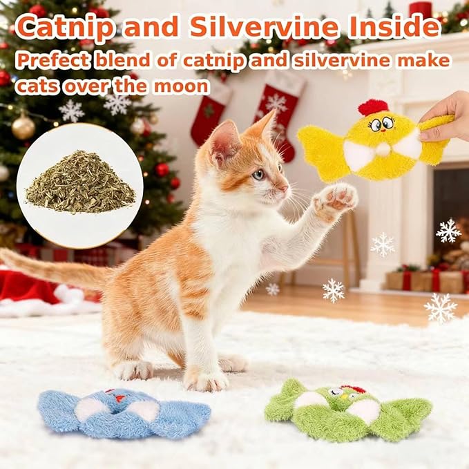 Retro Shaw Cat Toys,Bird Cat Toy with Catnip & Silvervine - Interactive Realistic Kitten Toy with Crinkle Sound for Indoor Cats, Satisfies Natural Hunting Instincts