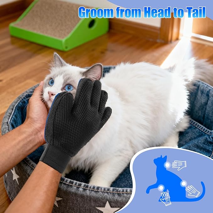 9 PCS Multifunctional Pet Grooming Brush Set for Dogs & Cats – Deshedding Gloves, Hair Removal Combs, Spray Bottle & Lice Flea Combs, Essential Bathing,Brushing & Shedding Tool Kit for Dog & Cat Care