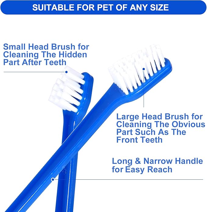 Newday Dog Toothbrush Set of 8 - Dual Headed, Dental Hygiene Convenient Soft Toothbrush to Clean pet Teeth, Dog Tooth Brushes for Small to Large Dogs, Cats, and Most Pets, Teeth Brush in Bulk
