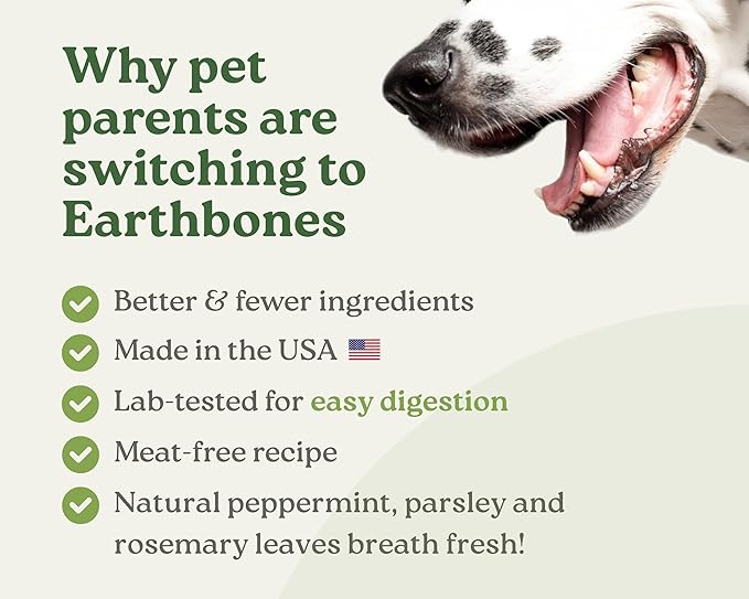 Earthbones Dental Chews for Dogs 50lbs+, 30 Bones