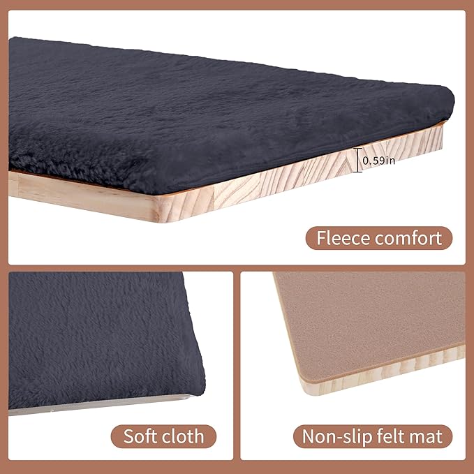 Cat Shelves for Wall,Solid Wood Cat Wall Furniture,with Hammock,Jumping Boards,Sofa,Steps,Scratching Post,Hanging Ball and Felt Pads, Suit for Cats Climb, Jump,Scratch-Dark