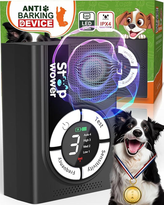 1500mAh Rechargeable Dog Bark Deterrent Devices Indoor & Outdoor, Anti Barking Device for Dogs up to 50ft Range, 9 Modes Ultrasonic Dog Bark Deterrent for Humane Dog Barking Control