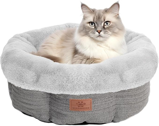 WINDRACING Cat Beds for Indoor Cats, Dog Bed for Small Dogs Breeds, Soft Kennel Bed, Comfy Durable Pet Sleeping Bed, Washable Roun Cat Bed & Non-Slip Bottom, Size 20" L x 20" W x 8" Th