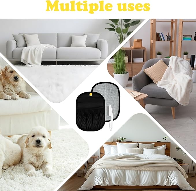 2 Pack Pet Hair Remover Gloves, Upgrated Five-Finger Electrostatic Pet Hair Removal Glove for Cats and Dogs, Reusable Pet Hair Gloves for Couch, Furniture, Car Seat, Carpet