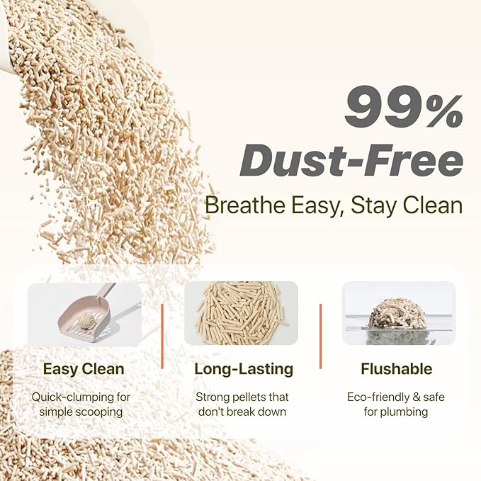 Michu Tofu Cat Litter Natural Clumping Tofu Cat Litter, Fast Clumping and Easily Scoop-able 5.5lb/88oz 5 Scents - Ocean Fresh, 6 Pack