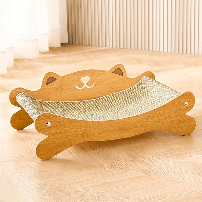 Cat Scratcher Bed for Indoor Cats Hammock for Scratch Pad Cat Scratching Post 40 lbs Weight Capacity 23.2″ Large Cats Scratcher Lounge, Wooden Modern Cat Scratcher Furniture