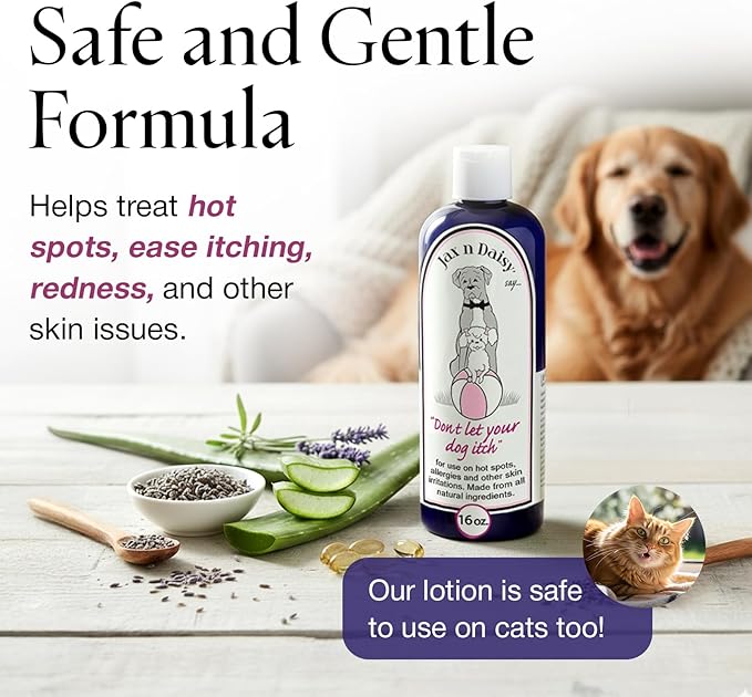 Jax N Daisy Don’t Let Your Dog Itch Lotion, 16 oz – Itch Relief for Dogs, Anti-Itch Skin Soother & Grooming Care