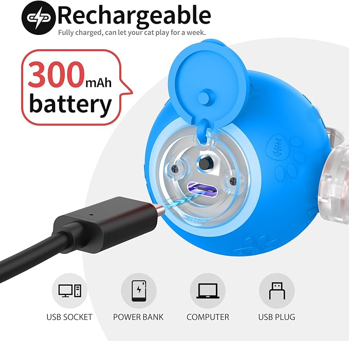 Interactive Cat Toys for Bored Indoor Cats - Motion Activated Fun with RGB Lighting, 2 Speed Settings & 3 Modes - Perfect for Cats & Kittens! (Blue)