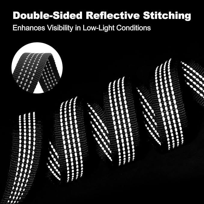 Plutus Pet Heavy Duty Dog Leash with Lockable Aluminum Carabiner, 4/6 Feet Long, Double-Sided Reflective Nylon, Padded Handle, for Puppy, Small, Medium and Large Dogs (Black, 4/5" x 6')