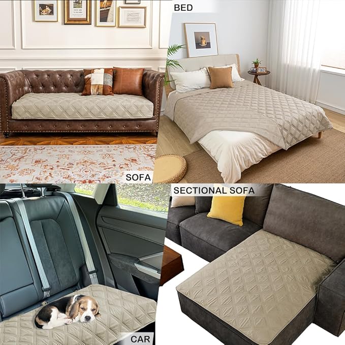 fuguitex Waterproof Dog Blanket Reversible for Small Dogs Resistant Leakproof Washable Couch Cushion Bed Protector Cover for Indoor Furniture Pet Friendly（40"*50",Brown+Khaki+Khaki