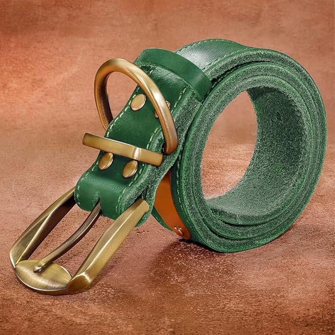 Didog Genuine Leather Dog Collars with Engraved Nameplate, Personalized Soft Leather Dog Collar with Custom ID Tag, Brown/Green/Red for Medium Large Dogs (L,Green)