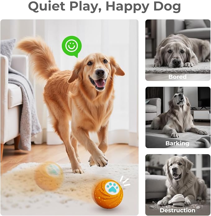 Lovkid Smart Interactive Dog Toy - Dog Ball Toys for Medium Large Dogs to Keep Them Busy, Durable ETPU Material, 3 Play Modes Automatic Moving, Bouncing, IPX7 Waterproof, Indoor & Outdoor (Orange)