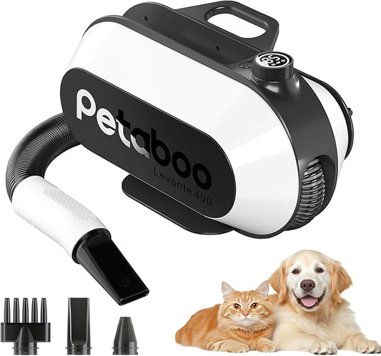 petaboo Dog Blow Dryer - Ultra-Quiet,Negative Ion Technology,3-in-1 Nozzles & Adjustable Speed/Temp, Portable & All-in-One Storage for Dogs & Cat