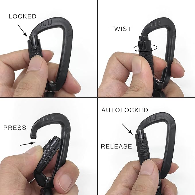 Rope Dog Leash, 6 Foot Heavy Duty Dog Leash with Aviation Aluminum Auto Locking Carabiner, Strong Nylon Pet Lead for Small, Medium, Large Dogs (Black, 6FT)