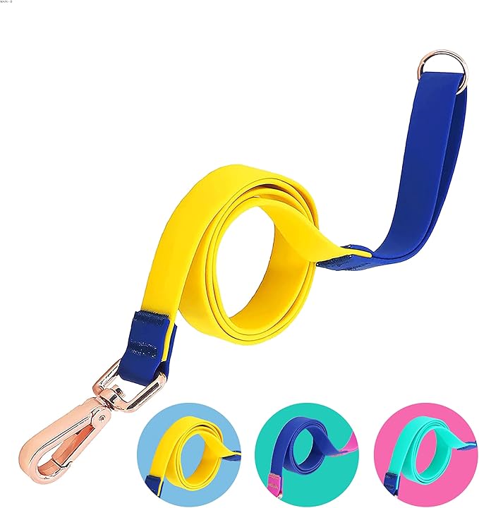 Jelly Colorful Dog Leash, Waterproof Training Leash for Walking, Hiking & Outdoor Activities, Non-Slip Grip, Anti-Odor Nylon Lead with Alloy O-Ring, Heavy Duty - M150, 5FT - Yellow & Blue