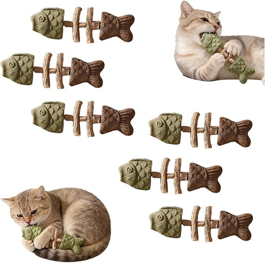 Purrident—2026 New Creative Fish Bone Cat Toy Natural cat Dental Chews Fishbone Shape with Catnip & Silvervine Durable Feline Tooth Care Tool (C)