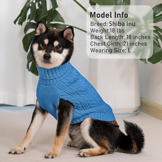 KYEESE Dog Sweater Stretchy Knitwear Cat Clothes Thick Pet Coat for Fall Winter Cold Weather Warm Turtleneck Small Dogs Sweater with Gingham Patchwork Soft Pullover Dog Sweaters for Small Dogs Male