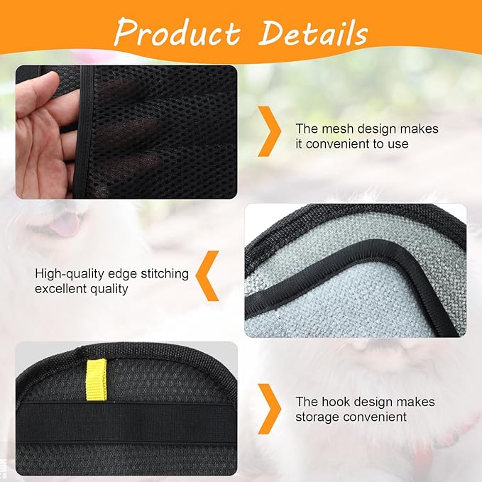 2 Pack Electrostatic Pet Hair Removal Glove, Reusable Cats & Dogs Lint Removal Tool for Furniture, Couch, Carpet, Curtain, Clothes, Car Seat, Pet Grooming