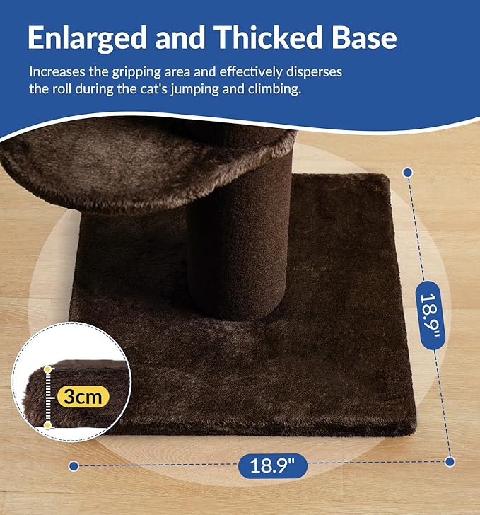 Cat Craft Cat Scratching Post with Bed Carpet Scratching Post with Perch Cat Pole for Indoor Cats Cat Tree Tower, Brown