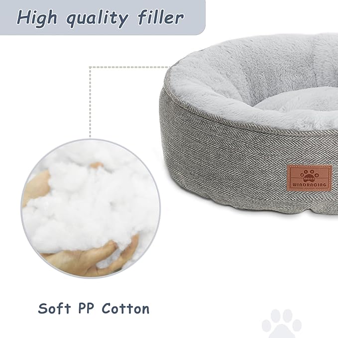WINDRACING Cat Beds for Indoor Cats,Kitten Bed,Dog Bed for Extra Small Dogs Breeds,Puppy Kennel Bed, Comfy Durable Pet Sleeping Bed, Washable Roun Cat Bed & Non-Slip Bottom, Size 18"L x 18"W x 6.5"Th