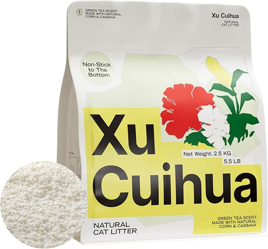 Natural Cat Litter Green Tea Scent, Plant-Based, Strong Clumping Litter, Odor Control, Easy Scooping, Clumps Lift Cleanly, Low Dust, 5.5 LB