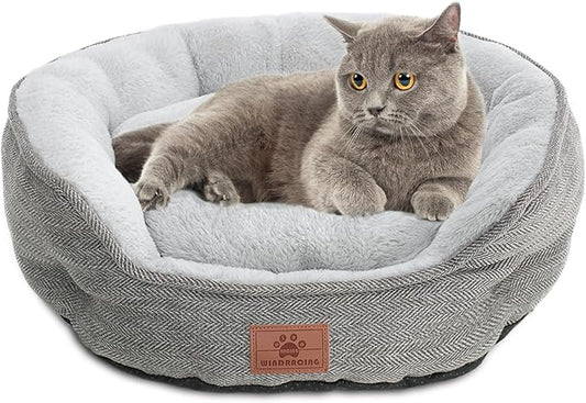 WINDRACING Cat Beds for Indoor Cats, Dog Bed for Small Dogs Breeds, Soft Kennel Bed, Comfy Durable Pet Sleeping Bed, Washable Roun Cat Bed & Non-Slip Bottom, Size 21" L x 18" W x 7" Th