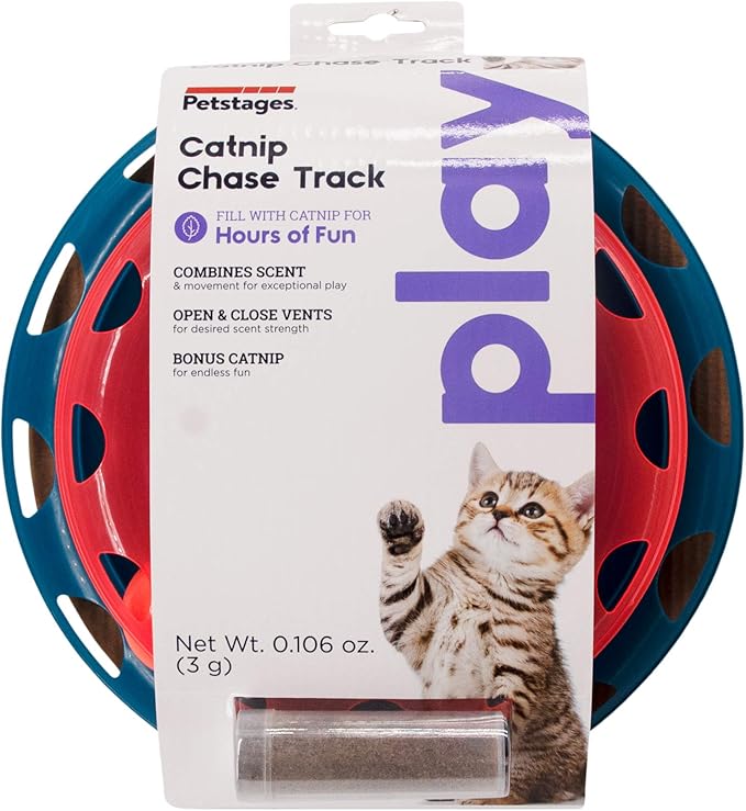 Catstages Catnip Chase Interactive Ball Track Cat Toy, Red and Blue