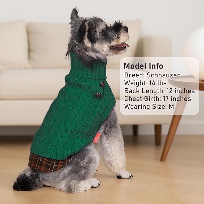 KYEESE Dog Sweater Warm Turtleneck Medium Dogs Sweater Stretchy Thick Pet Coat for Fall Winter Cold Weather Soft Pullover Dog Sweaters for Medium Dogs Boy